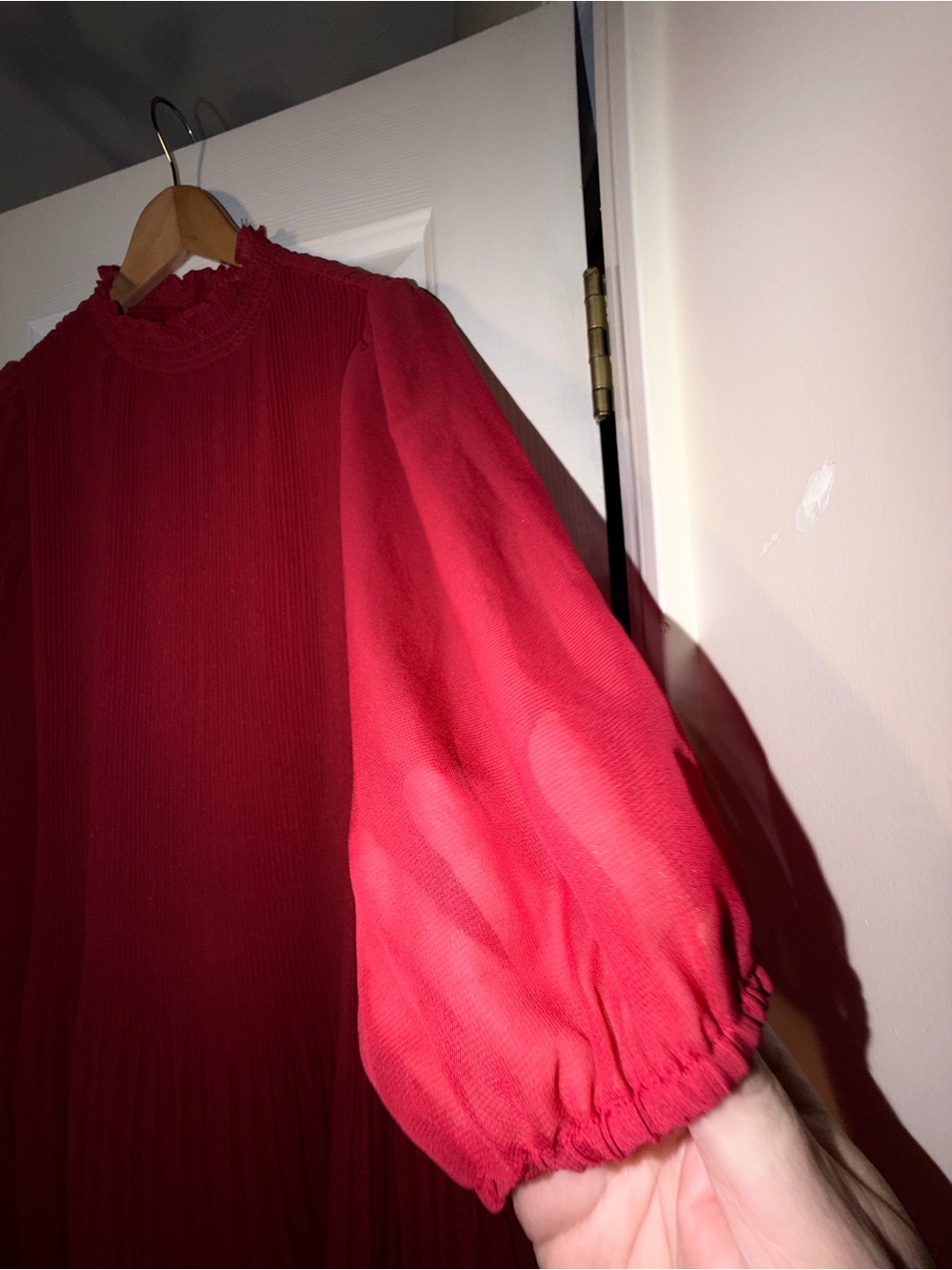 Nanette Lepore Red Pleated High-Neck Women’s Sz 14 Dress Subtle Sparkle - Picture 4 of 9